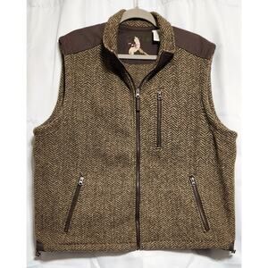 Orvis Herringbone Fleece Full-Zip Vest Mens XL Hunting Outdoors Brown